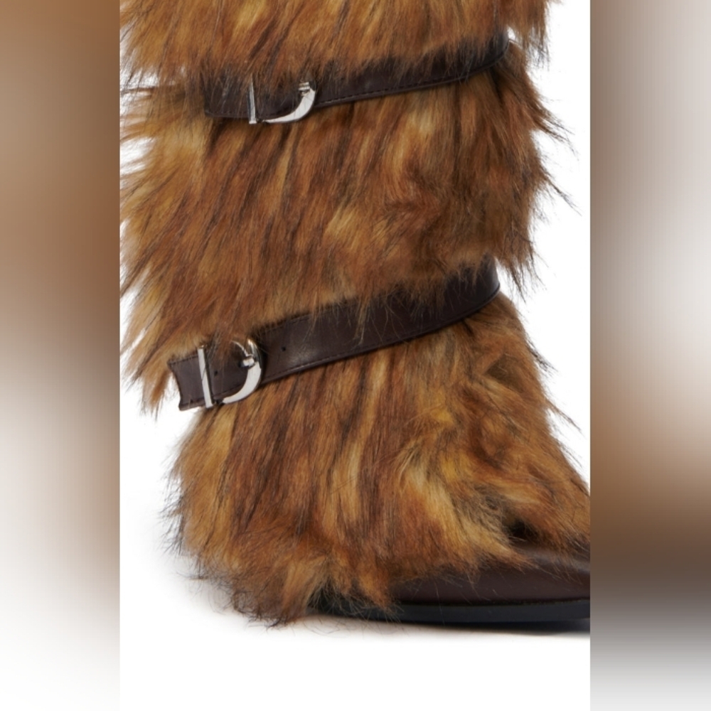 "MIDNIGHT PROWL 'FURVANA' " Faux Fur Ankle Boots in Brown - Picture 7 of 8